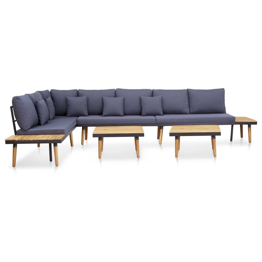 vidaXL 7-tlg. Garten-Lounge-Set mit Kissen Massivholz Akazie Braun