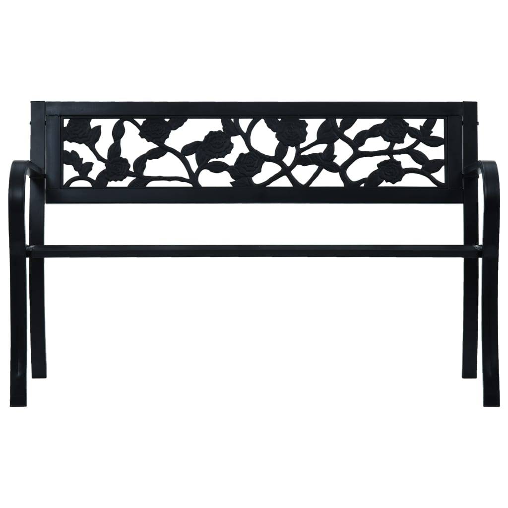 vidaXL Gartenbank 125 cm Schwarz Stahl