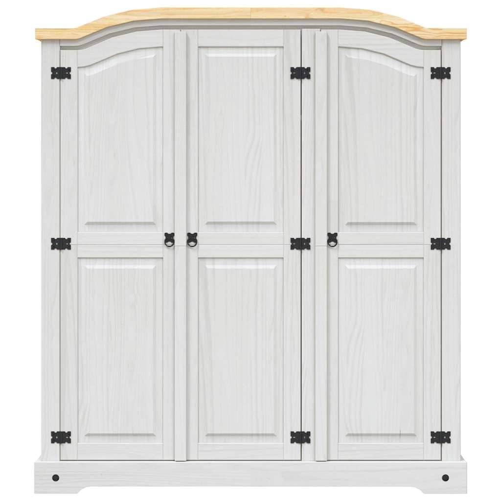 vidaXL Kleiderschrank Mexiko-Stil Kiefernholz 3 Türen Weiß