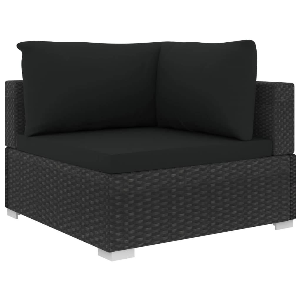 vidaXL 10-tlg. Garten-Lounge-Set mit Auflagen Poly Rattan Schwarz