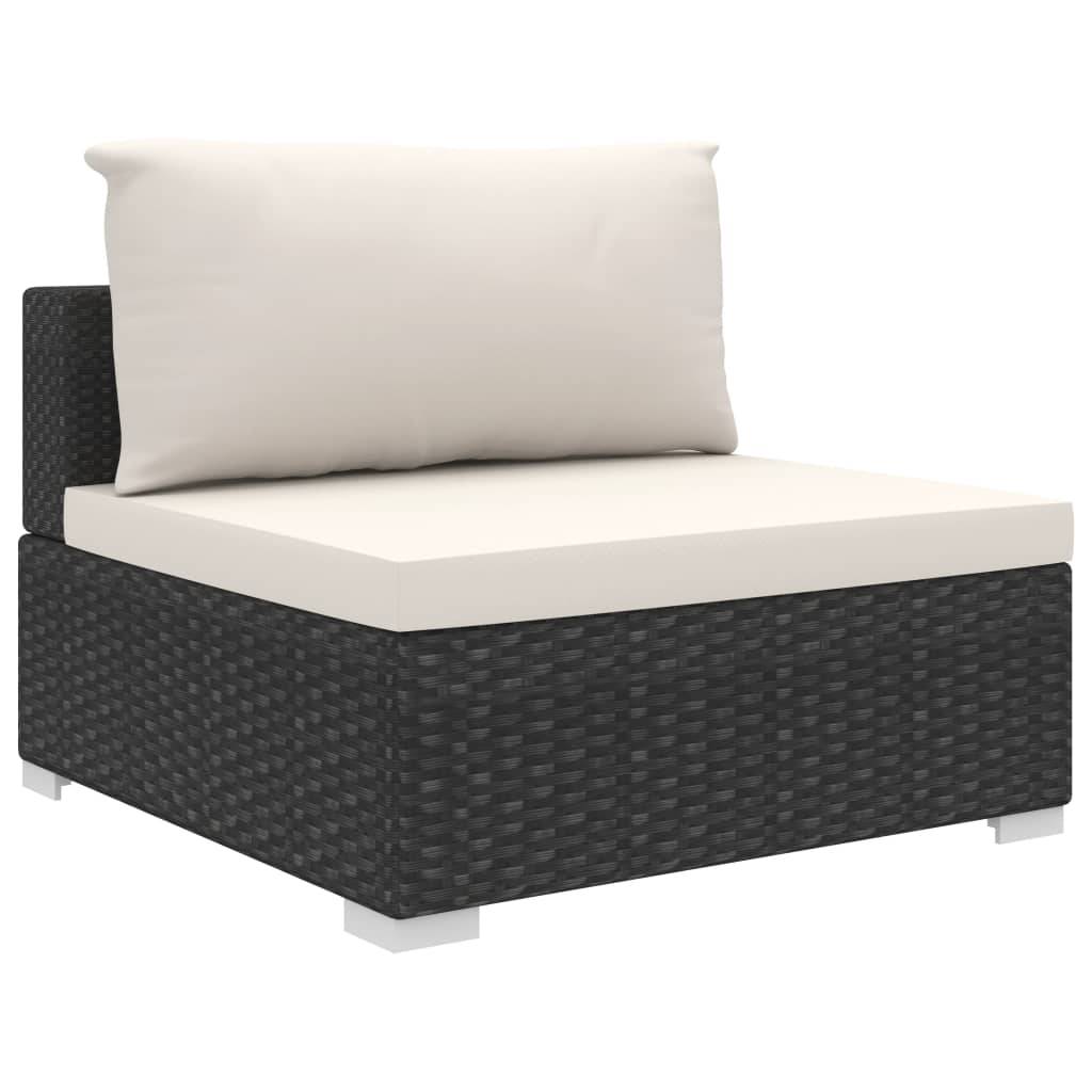 vidaXL 10-tlg. Garten-Lounge-Set mit Auflagen Poly Rattan Schwarz