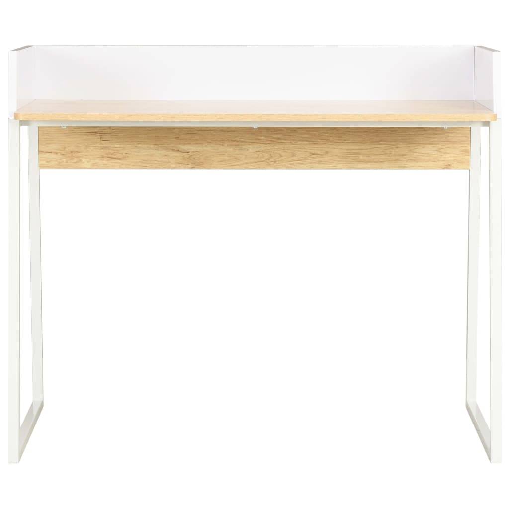 vidaXL Schreibtisch Weiß und Eiche 90x60x88 cm