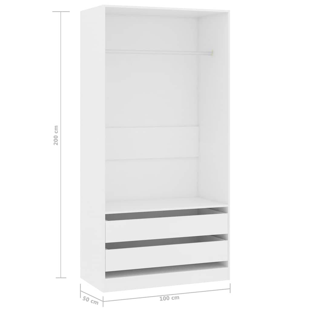 vidaXL Kleiderschrank Weiß 100x50x200 cm Holzwerkstoff