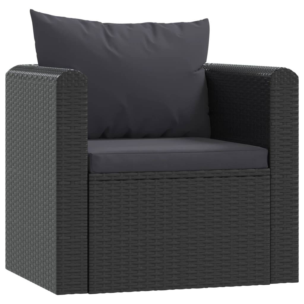 vidaXL Sessel mit Auflagen Poly Rattan Schwarz