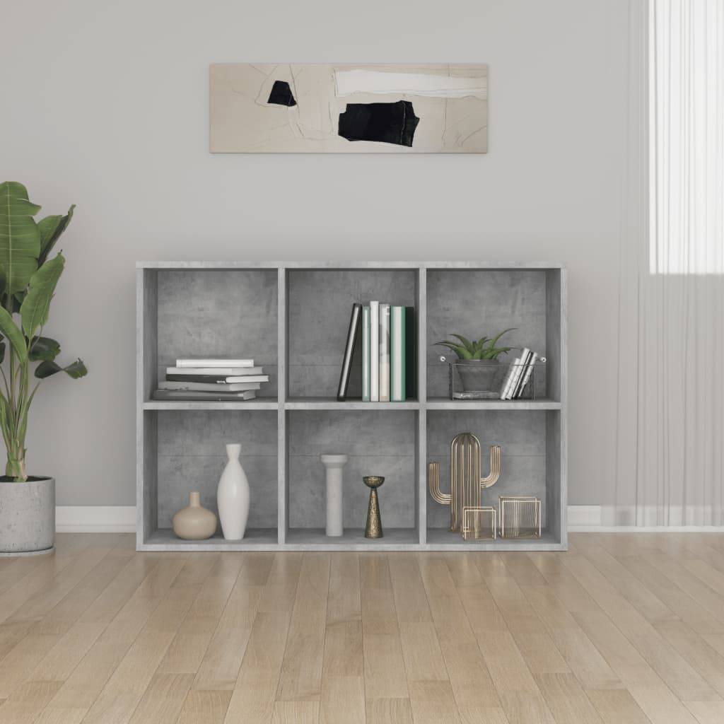 vidaXL Bücherregal/Sideboard Betongrau 66x30x98 cm Holzwerkstoff