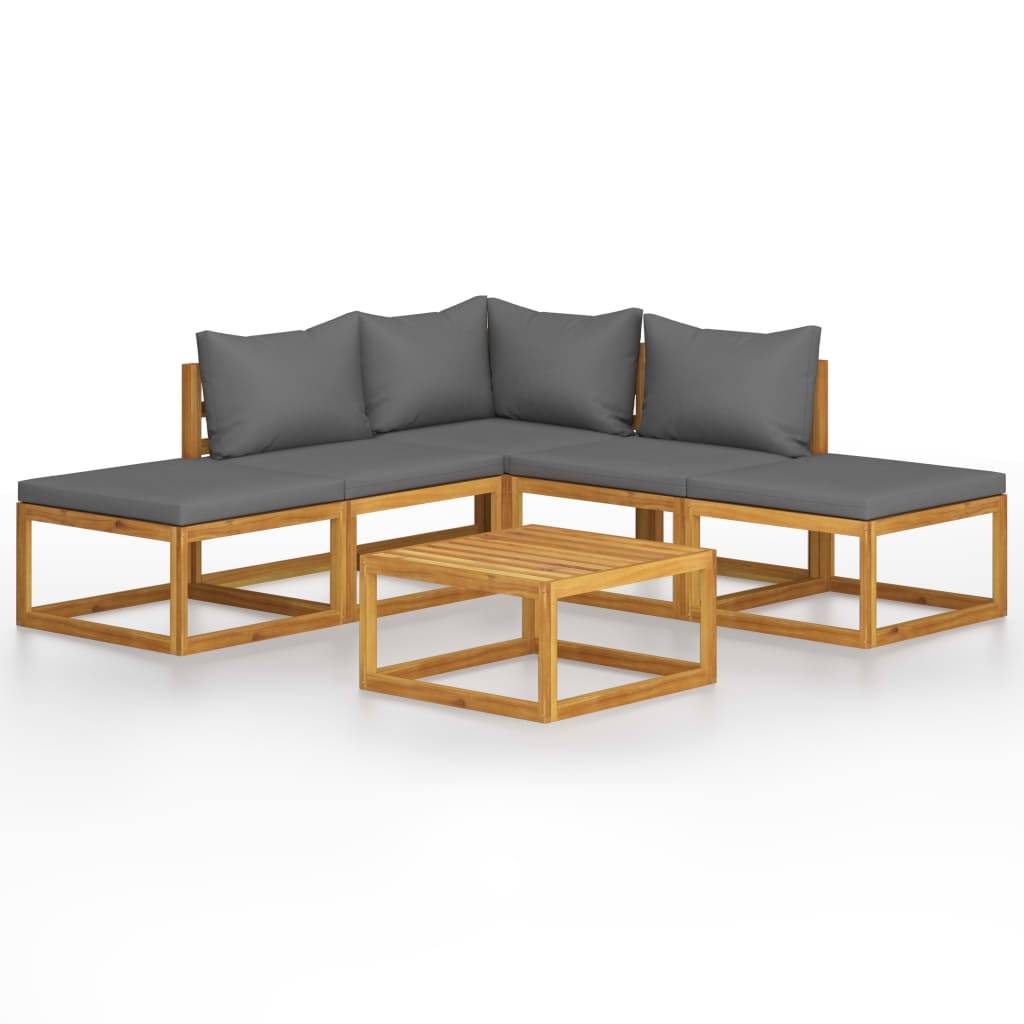 vidaXL 6-tlg. Garten-Lounge-Set mit Auflagen Massivholz Akazie