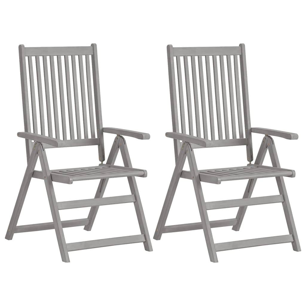 vidaXL Verstellbare Gartenstühle 2 Stk. Grau Massivholz Akazie