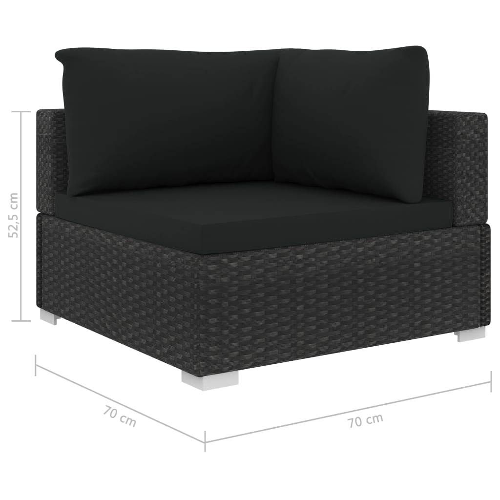 vidaXL 5-tlg. Garten-Lounge-Set mit Auflagen Poly Rattan Schwarz