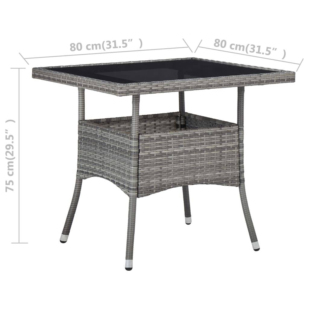 vidaXL 3-tlg. Garten-Essgruppe Grau Poly Rattan und Glas