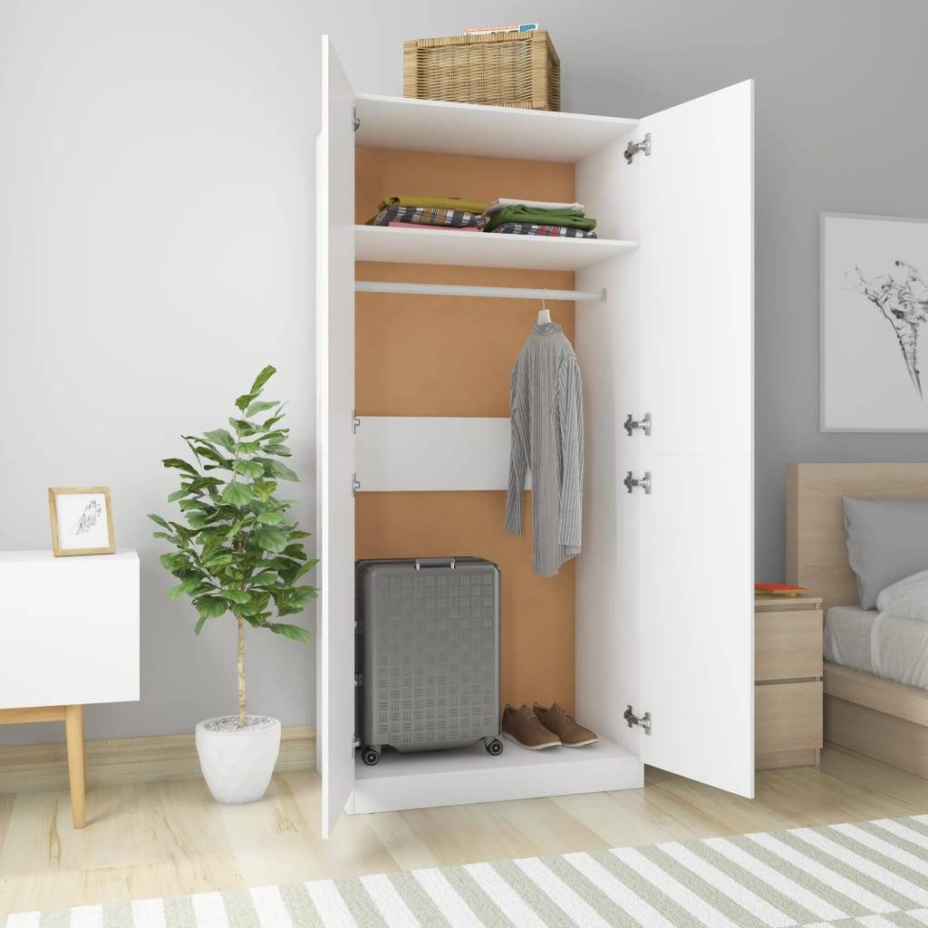 vidaXL Kleiderschrank Weiß 90x52x200 cm Holzwerkstoff
