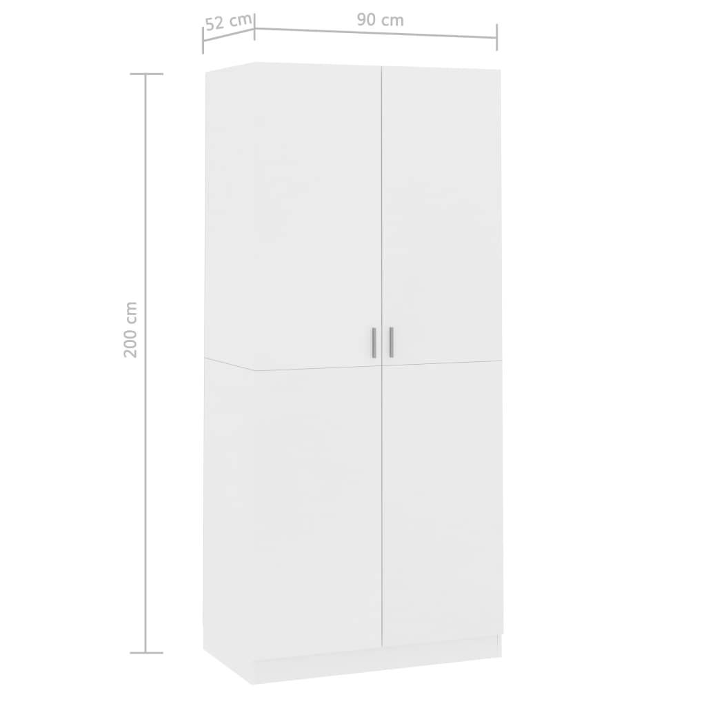 vidaXL Kleiderschrank Weiß 90x52x200 cm Holzwerkstoff