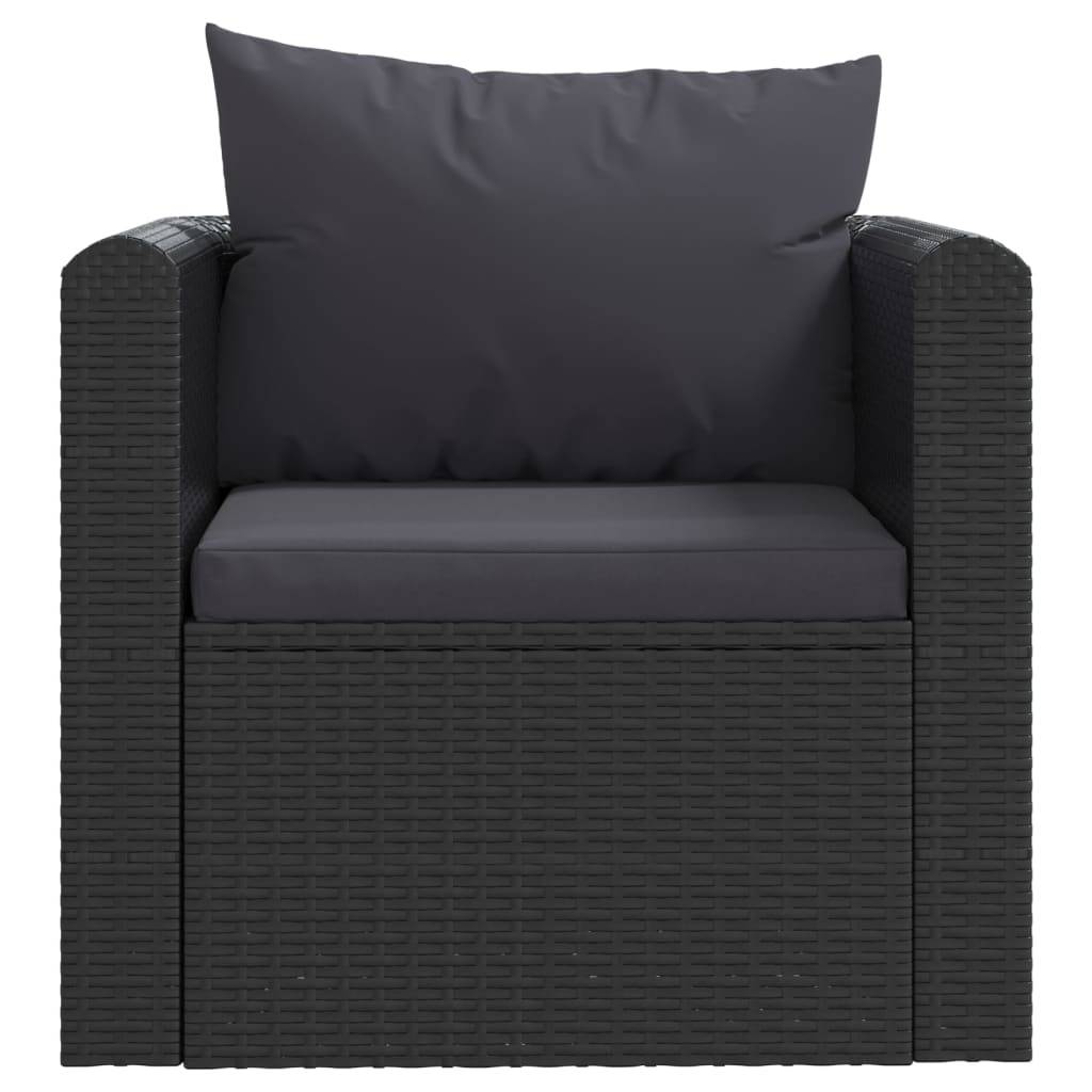 vidaXL Sessel mit Auflagen Poly Rattan Schwarz
