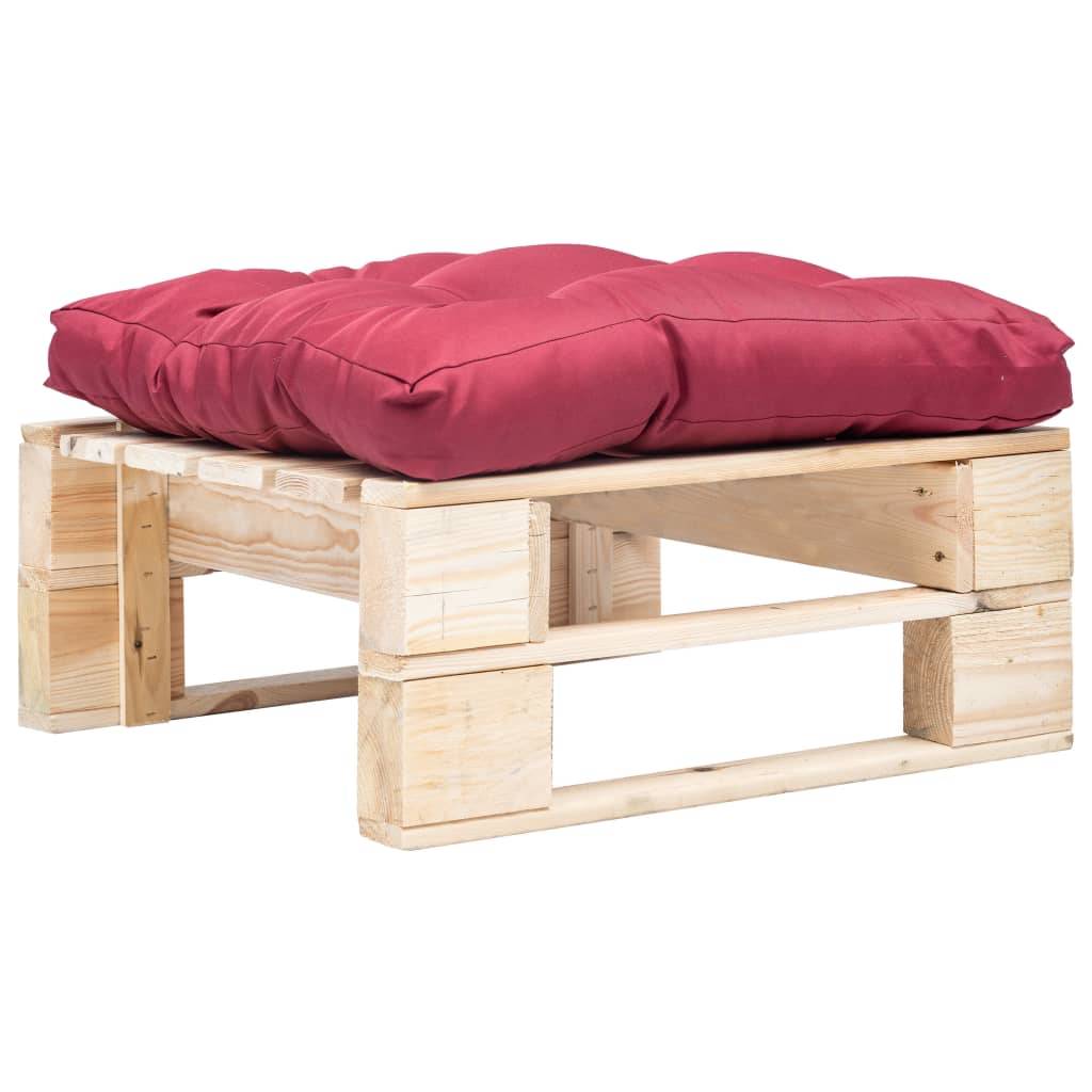 vidaXL Garten-Palettenhocker mit Kissen in Rot Holz Natur