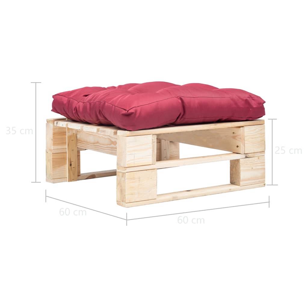 vidaXL Garten-Palettenhocker mit Kissen in Rot Holz Natur