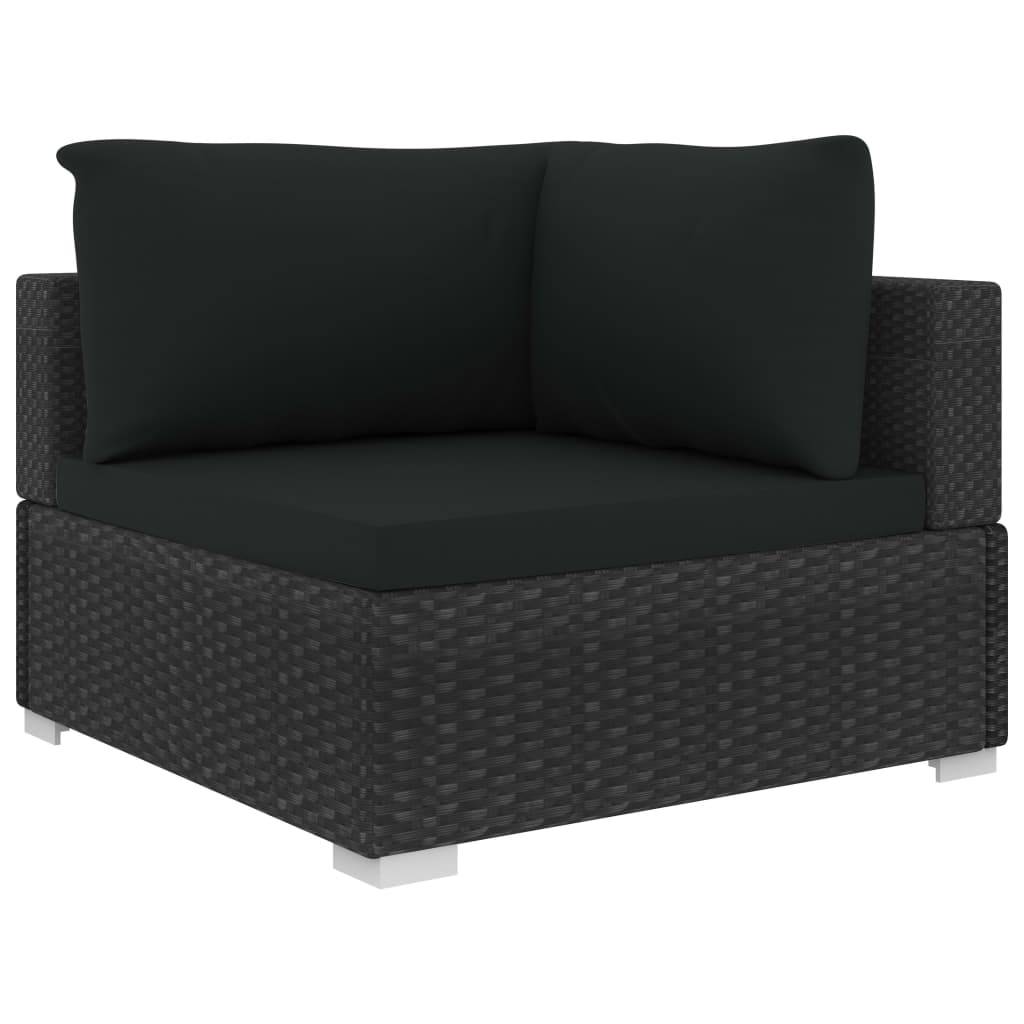 vidaXL 5-tlg. Garten-Lounge-Set mit Auflagen Poly Rattan Schwarz