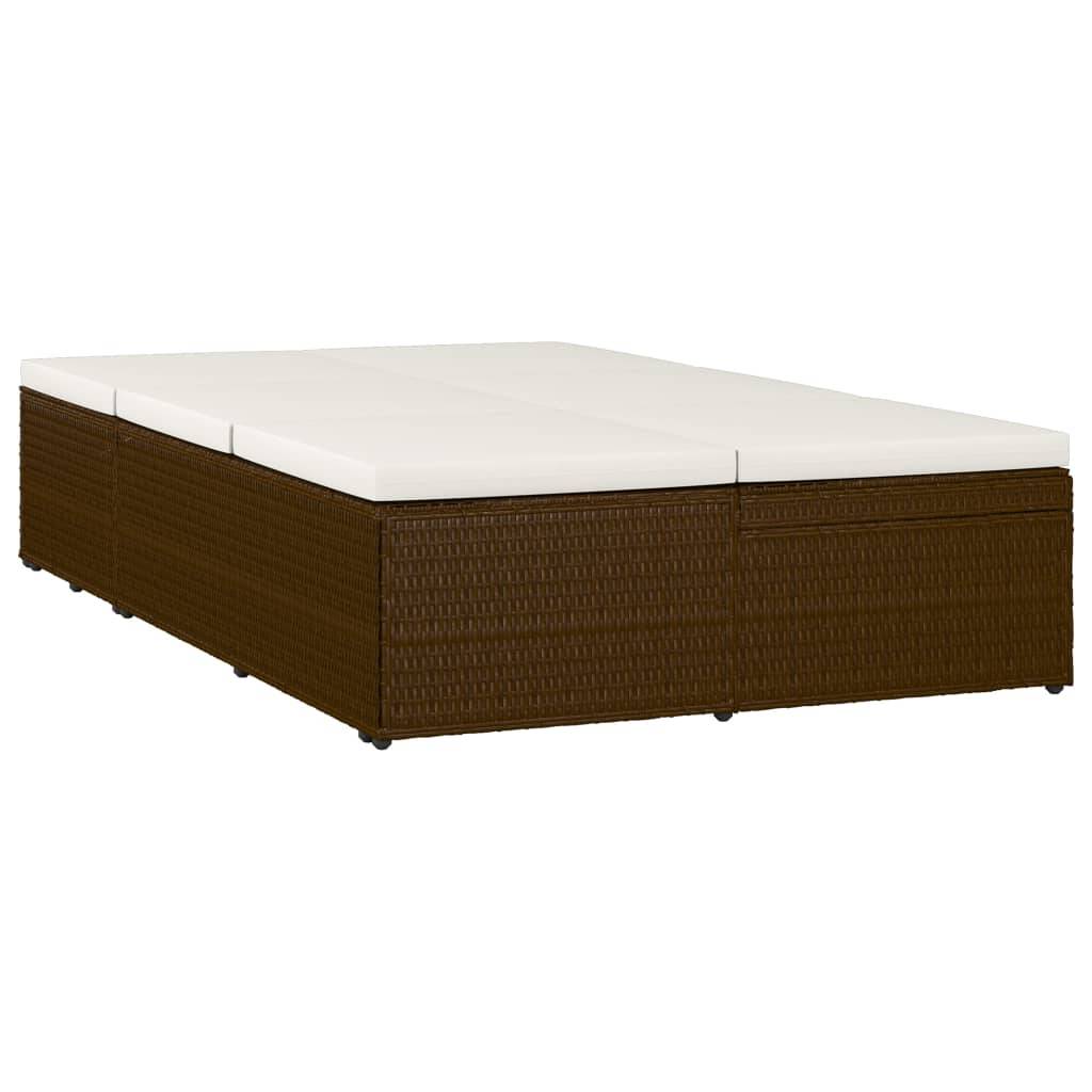 vidaXL Sonnenliege mit Auflage Poly Rattan Braun