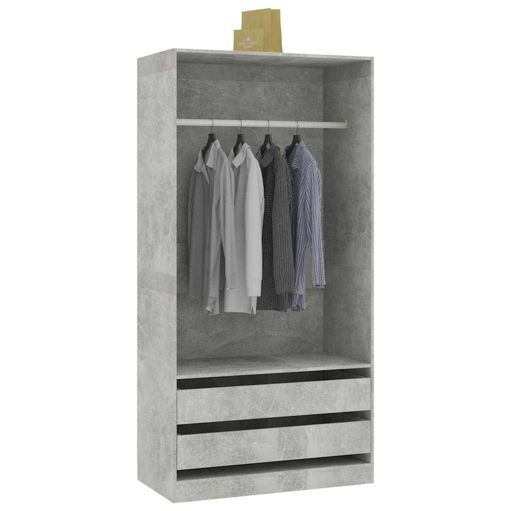 vidaXL Kleiderschrank Betongrau 100x50x200 cm Holzwerkstoff
