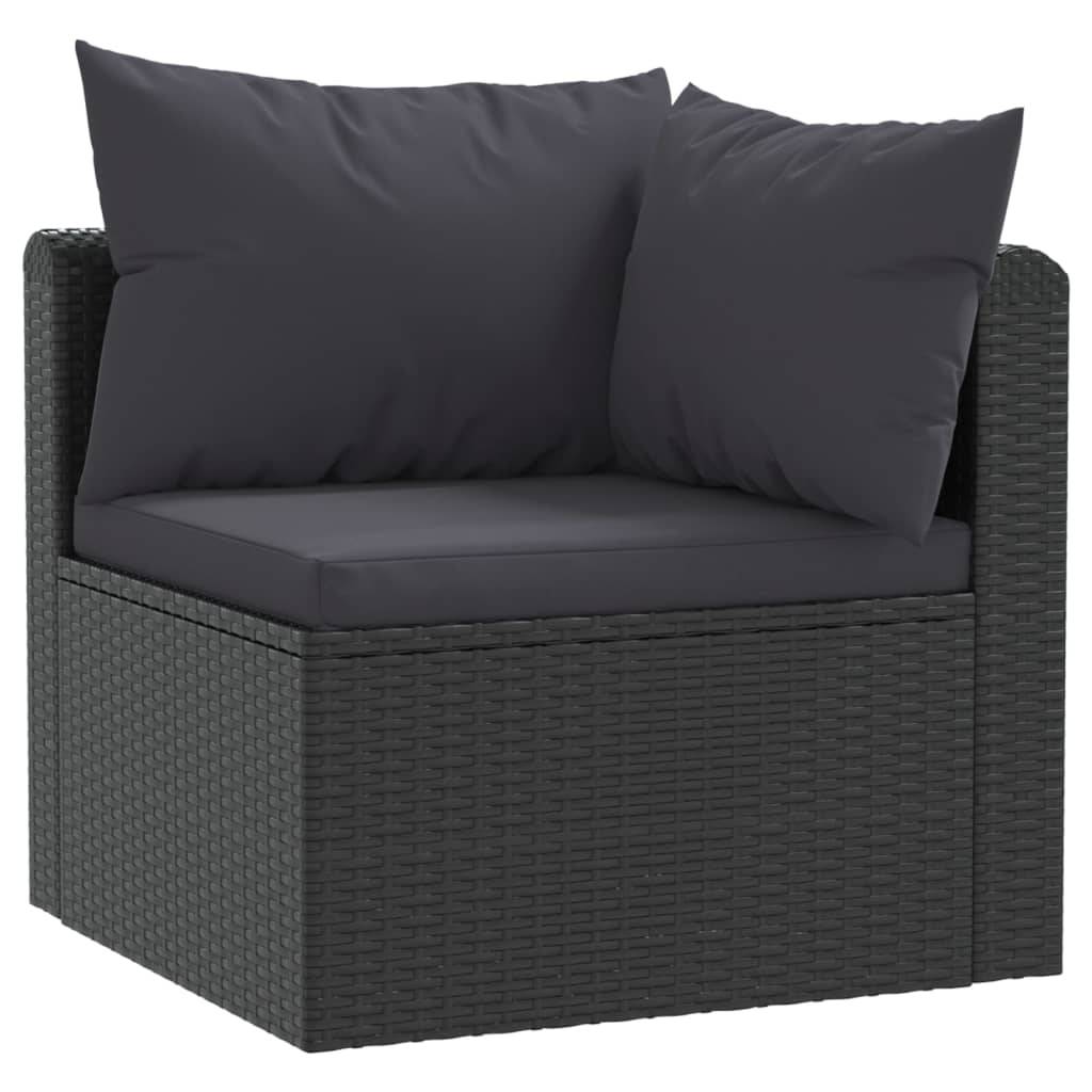 vidaXL 2-tlg. Garten-Sofagarnitur mit Auflagen Poly Rattan Schwarz