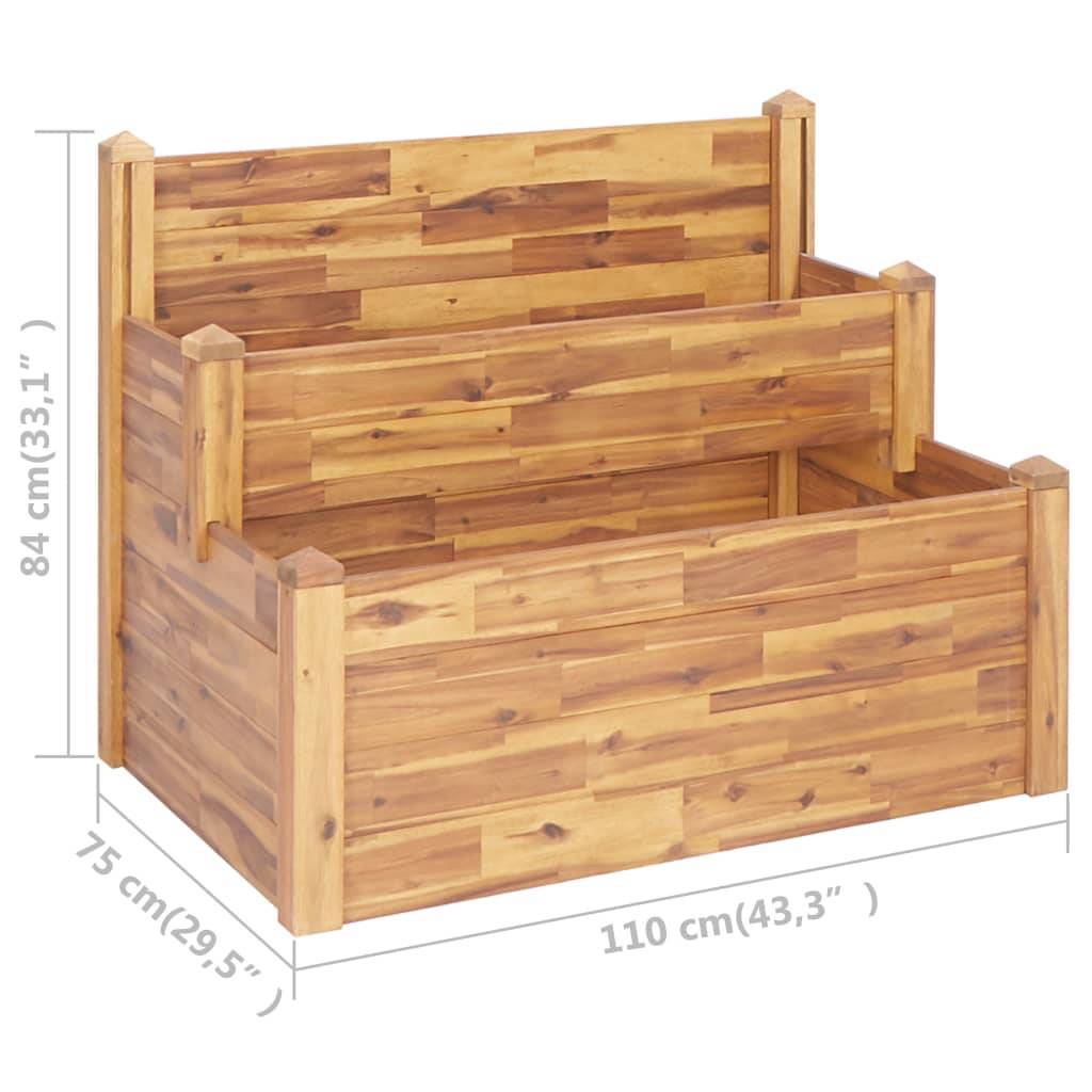 vidaXL Pflanzkübel auf 2 Ebenen 110 x 75 x 84 cm Massivholz Akazie
