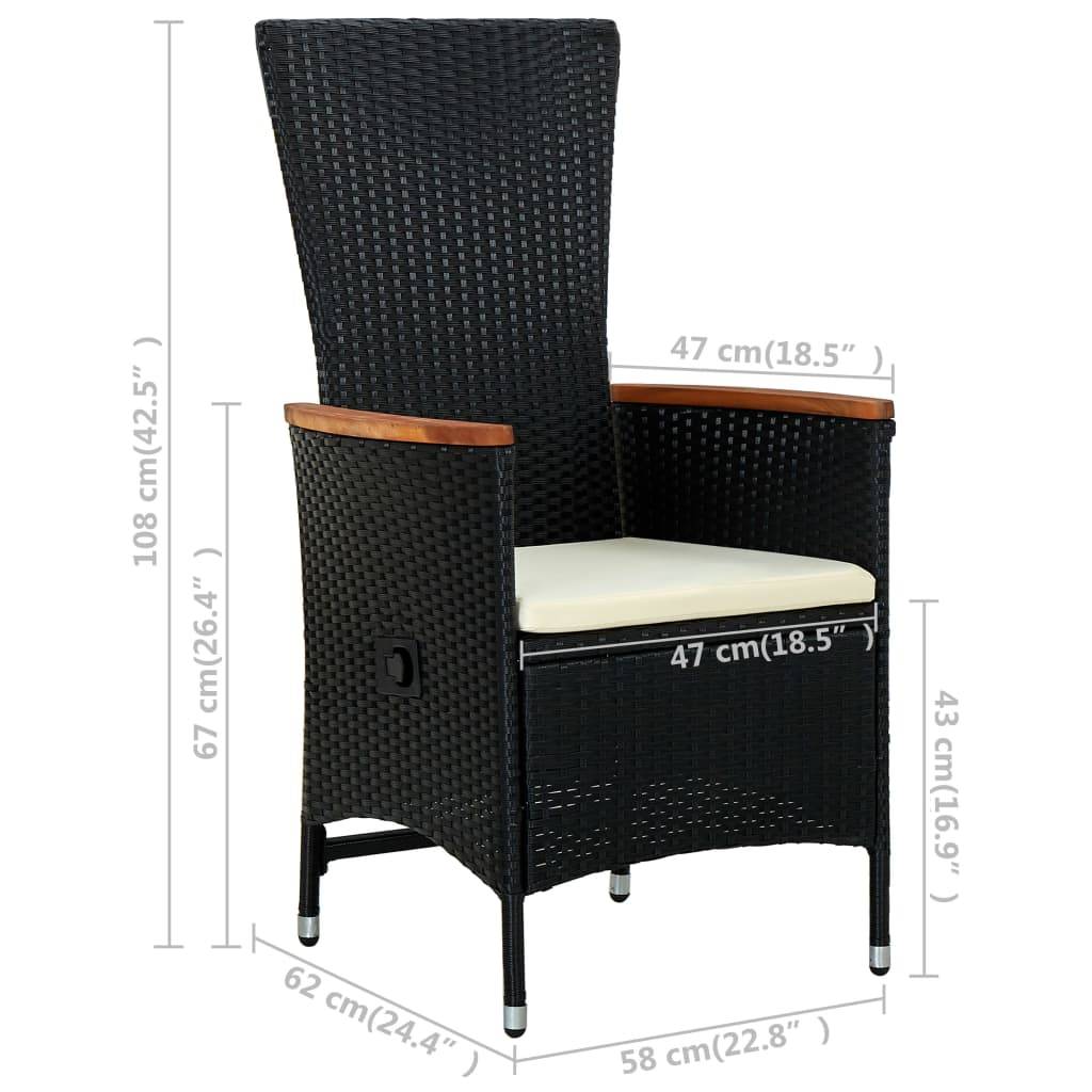 vidaXL Gartenstühle 2 Stk. mit Polstern Poly Rattan Schwarz