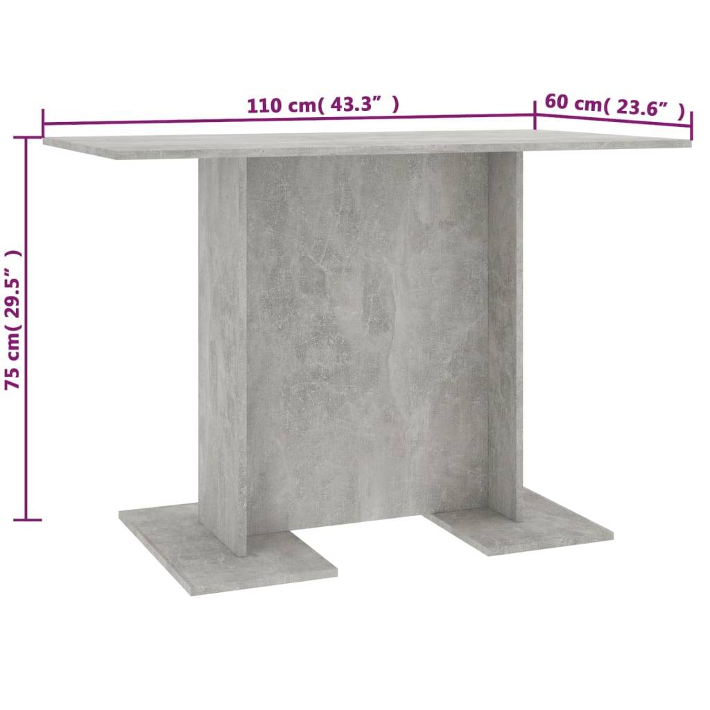 vidaXL Esstisch Betongrau 110x60x75 cm Holzwerkstoff