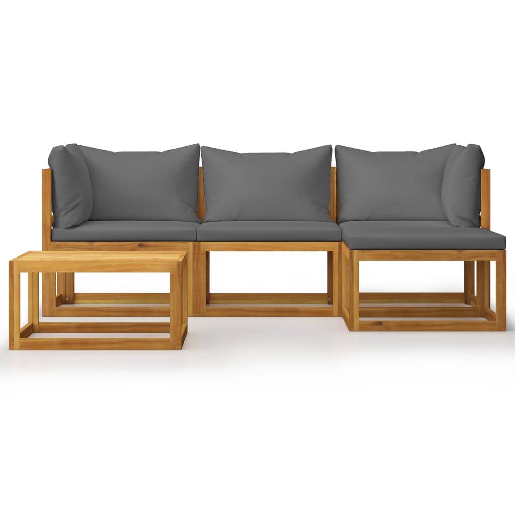 vidaXL 5-tlg. Garten-Lounge-Set mit Auflagen Massivholz Akazie
