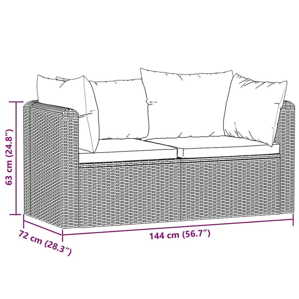 vidaXL 2-tlg. Garten-Sofagarnitur mit Auflagen Poly Rattan Schwarz