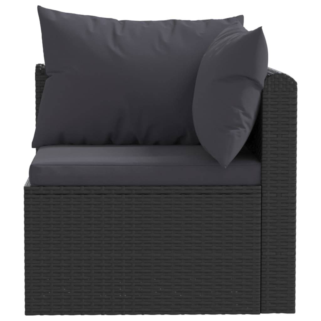 vidaXL 2-tlg. Garten-Sofagarnitur mit Auflagen Poly Rattan Schwarz