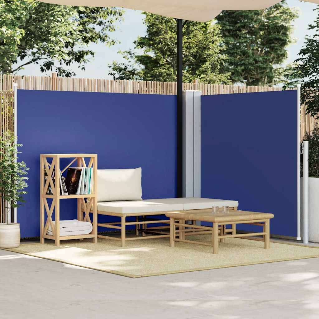 vidaXL Ausziehbare Seitenmarkise Blau 140 x 1000 cm