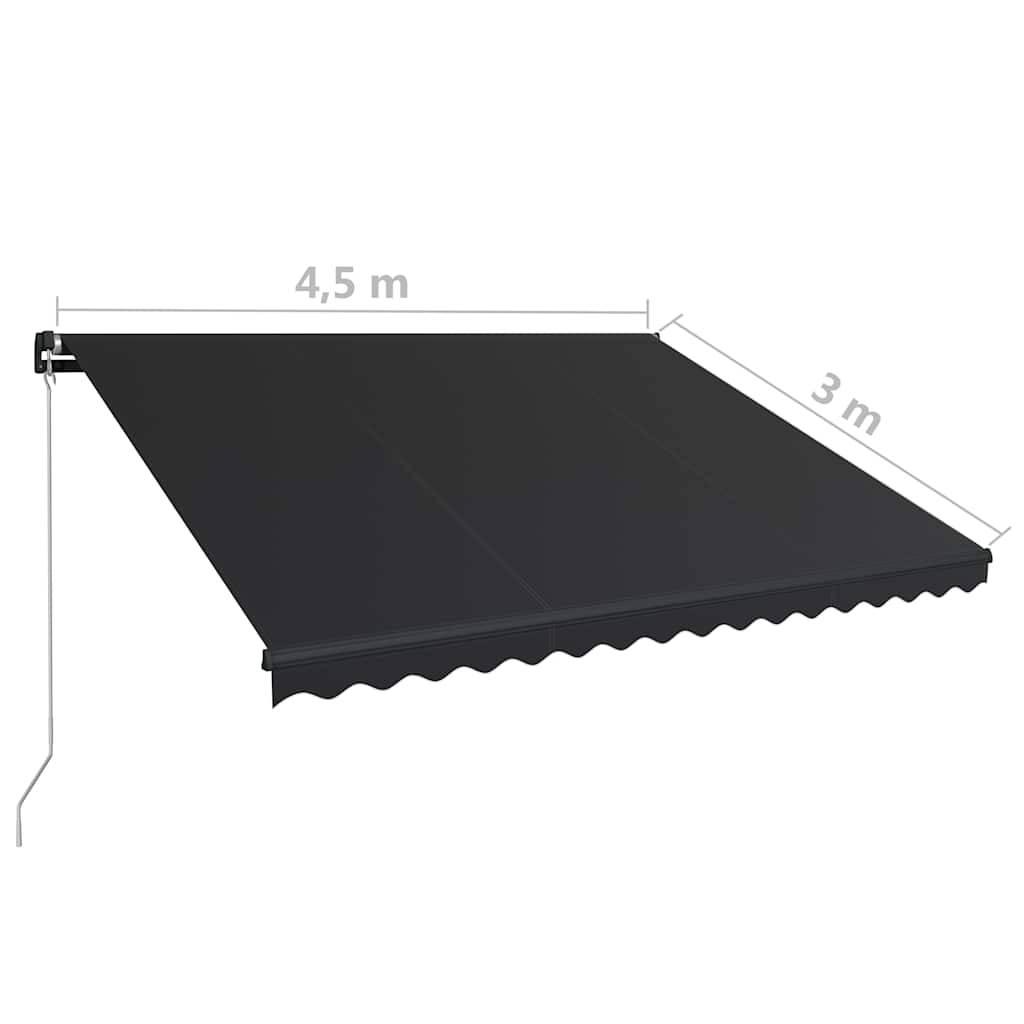 vidaXL Markise Manuell Einziehbar mit LED 450x300 cm Anthrazit