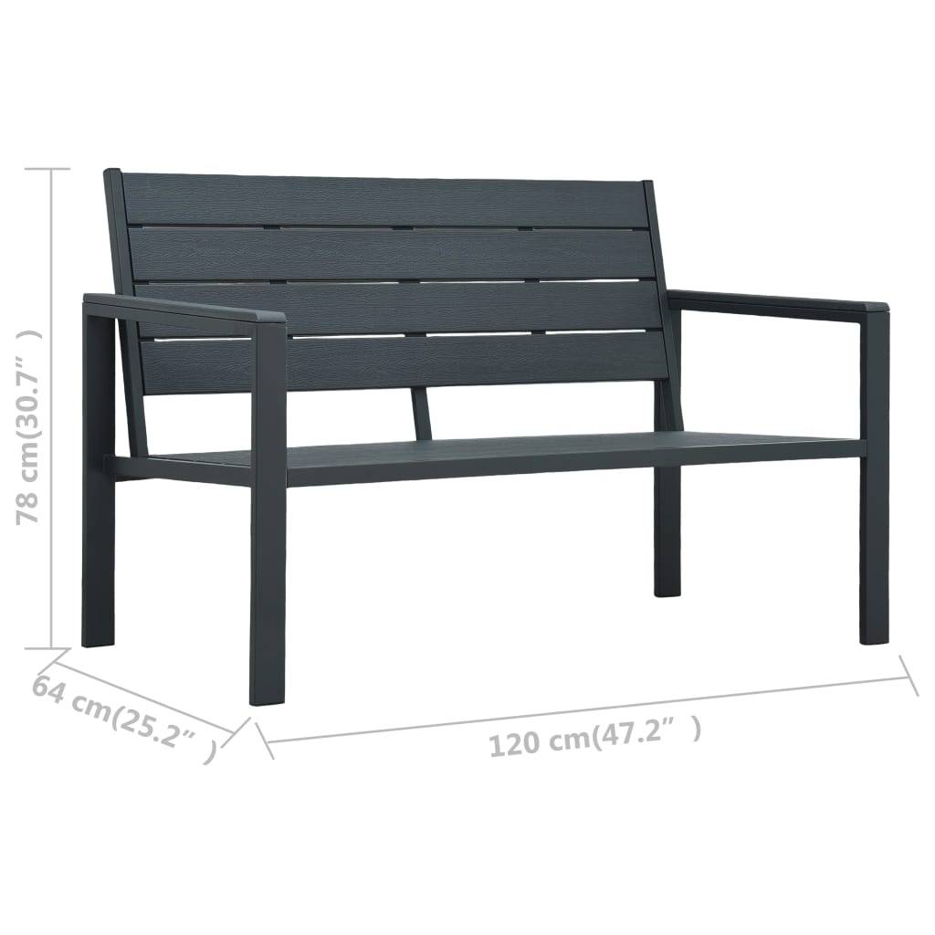 vidaXL Gartenbank 120 cm HDPE Grau Holz-Optik