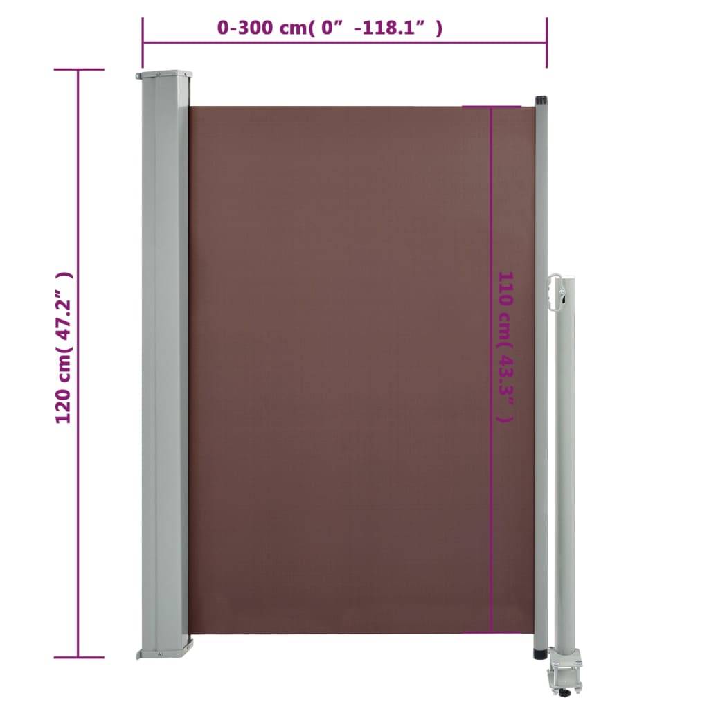 vidaXL Ausziehbare Seitenmarkise 120x300 cm Braun