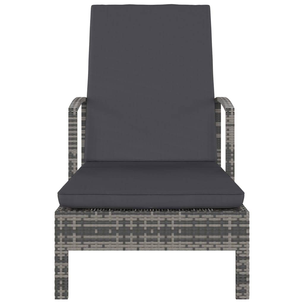 vidaXL Sonnenliege mit Armlehnen Poly Rattan Grau