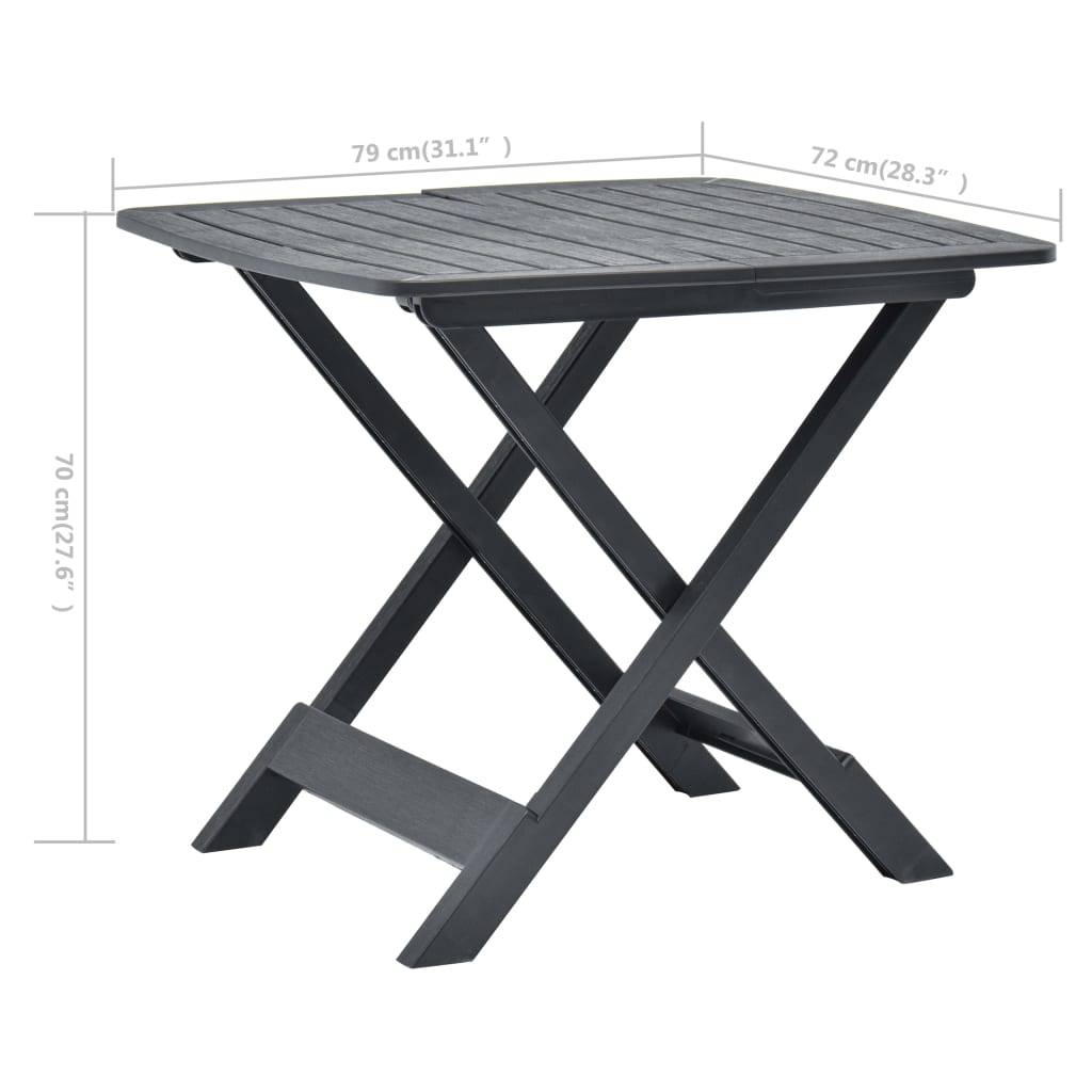 vidaXL Gartentisch Klappbar Anthrazit 79x72x70 cm Kunststoff