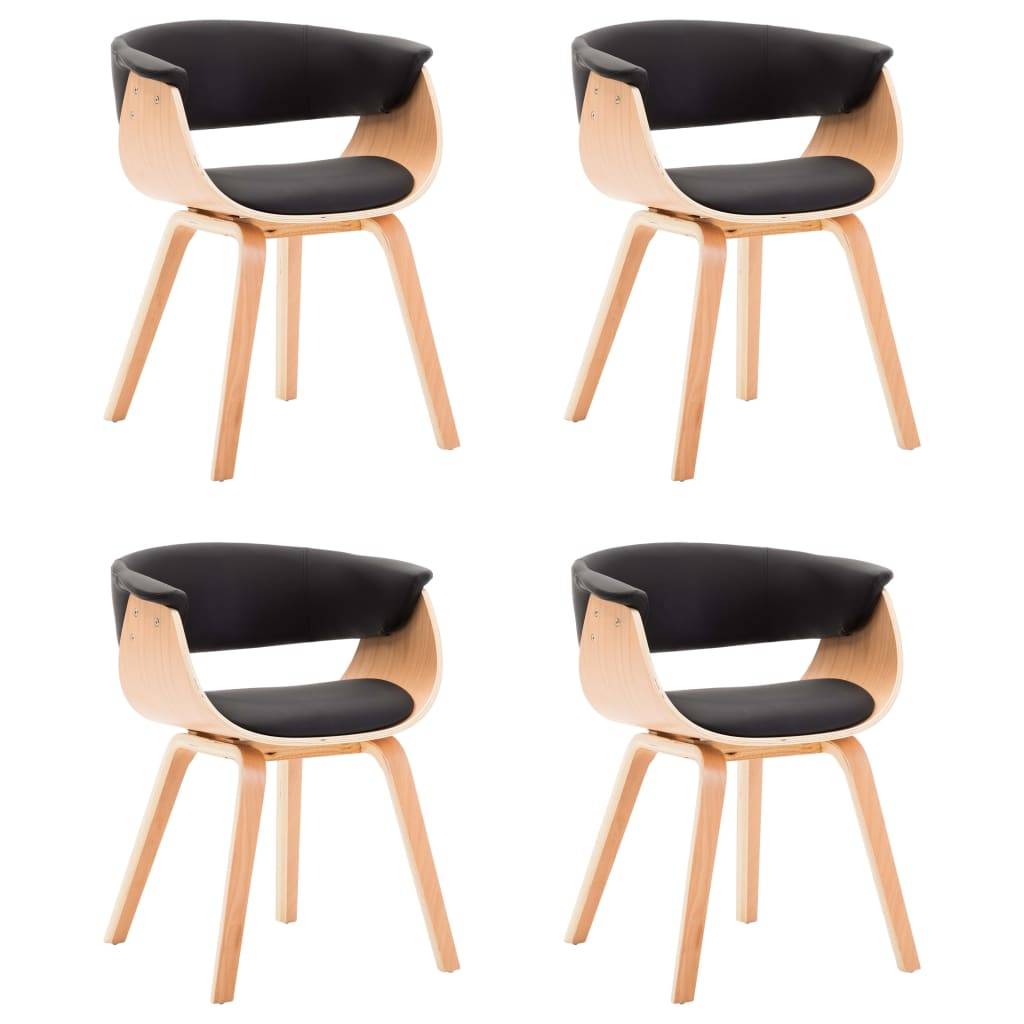 vidaXL Esszimmerstühle 4 Stk. Schwarz Bugholz und Kunstleder