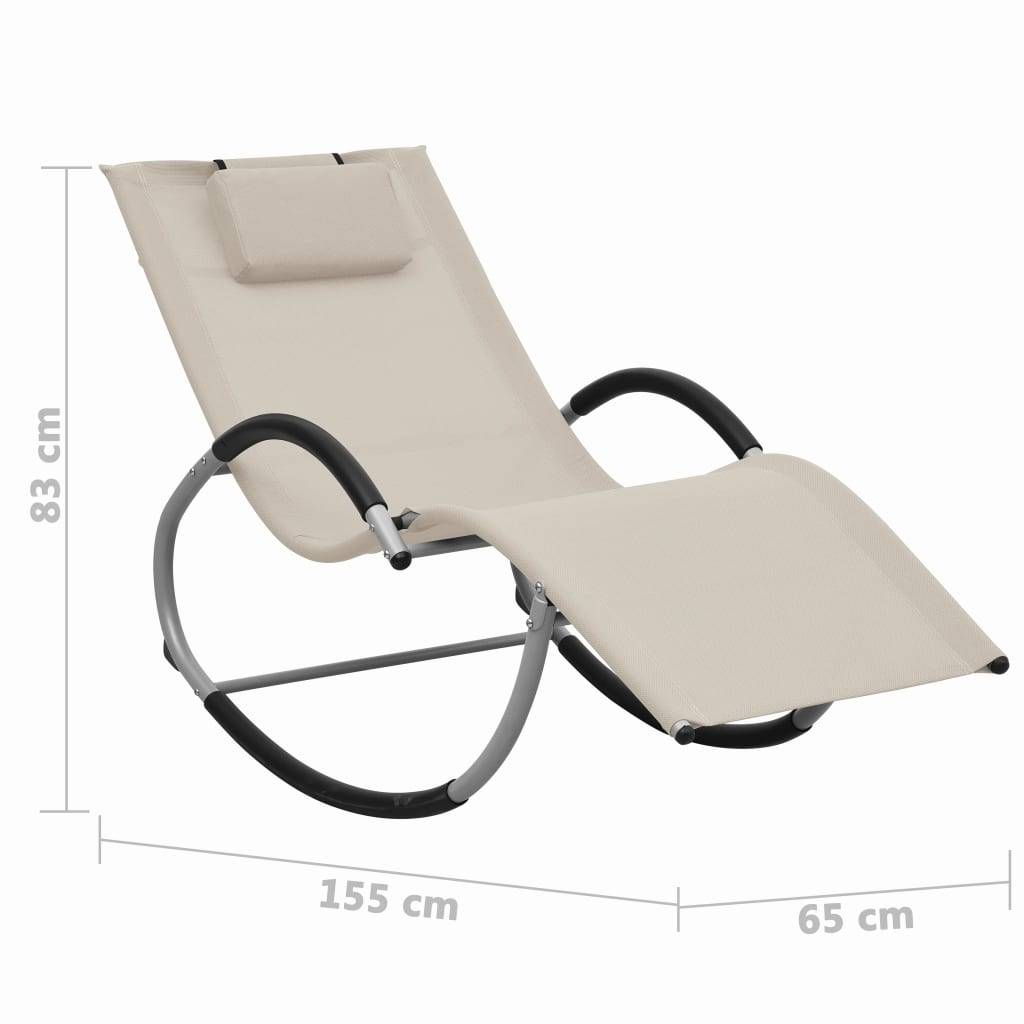 vidaXL Sonnenliege mit Kissen Creme Textilene