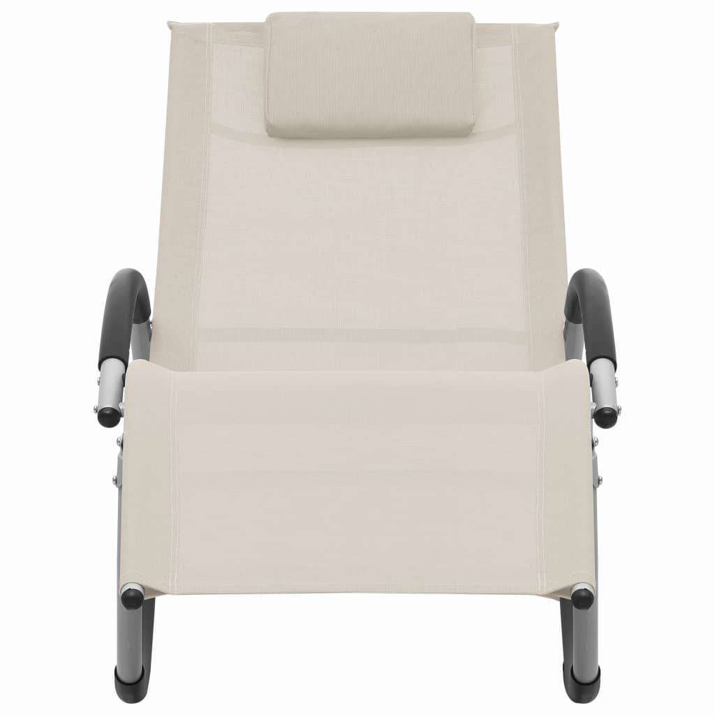 vidaXL Sonnenliege mit Kissen Creme Textilene