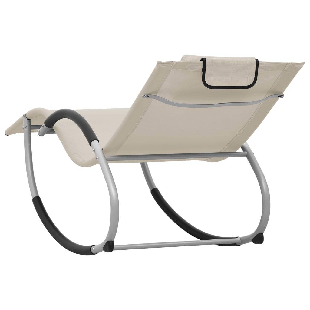 vidaXL Sonnenliege mit Kissen Creme Textilene