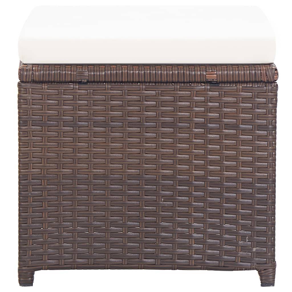 vidaXL Gartenhocker 2 Stk. mit Sitzkissen Poly Rattan Braun