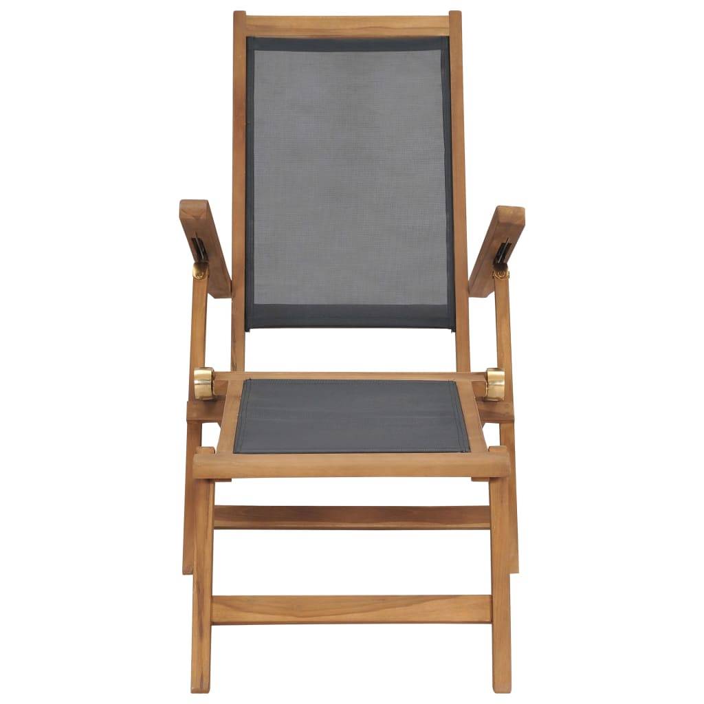 vidaXL Liegestuhl mit Fußteil Massivholz Teak Schwarz