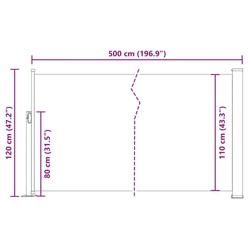 vidaXL Ausziehbare Seitenmarkise 120×500 cm Braun