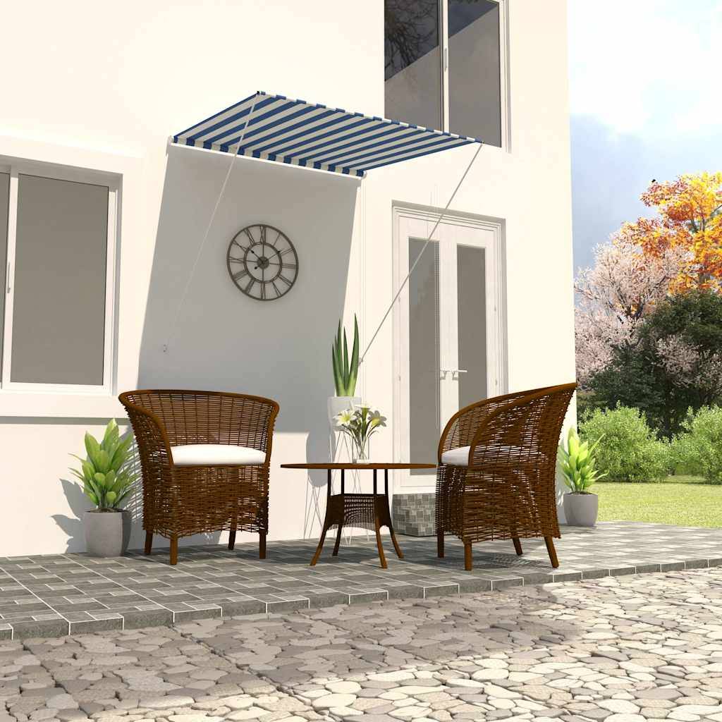 vidaXL Einziehbare Markise 100×150 cm Blau und Weiß