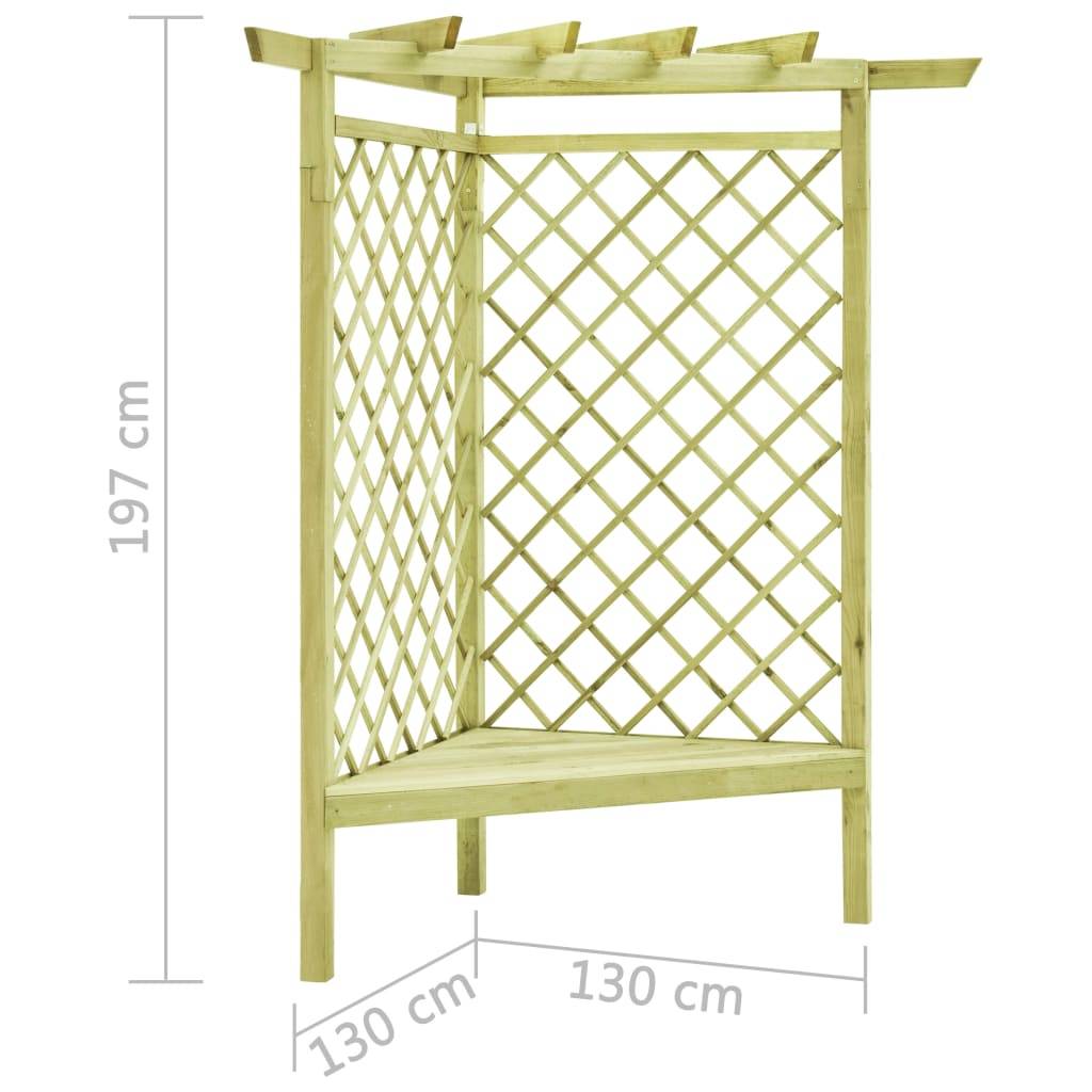 vidaXL Eckpergola mit Bank 130×130×197 cm Kiefernholz Imprägniert