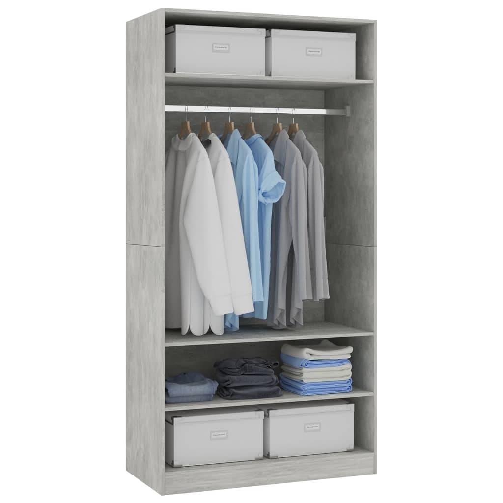 vidaXL Kleiderschrank Betongrau 100x50x200 cm Holzwerkstoff