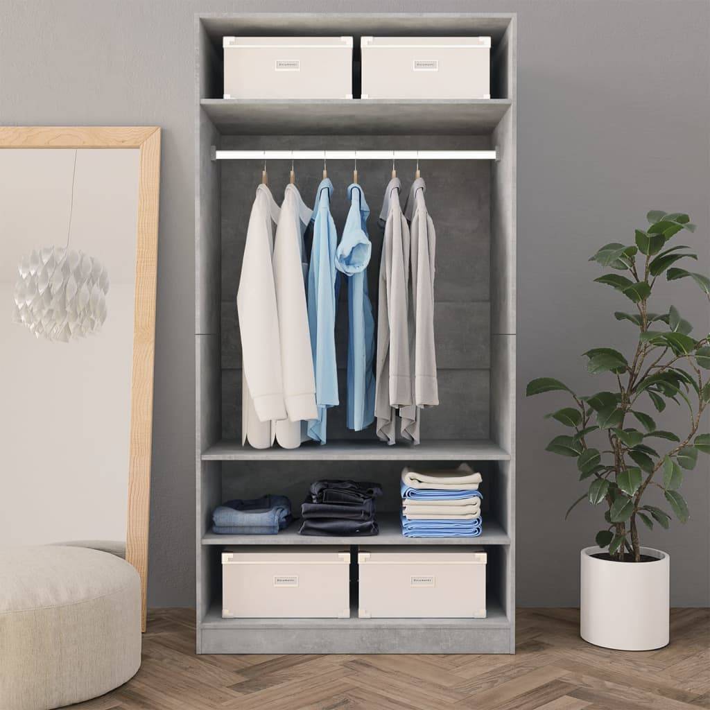 vidaXL Kleiderschrank Betongrau 100x50x200 cm Holzwerkstoff