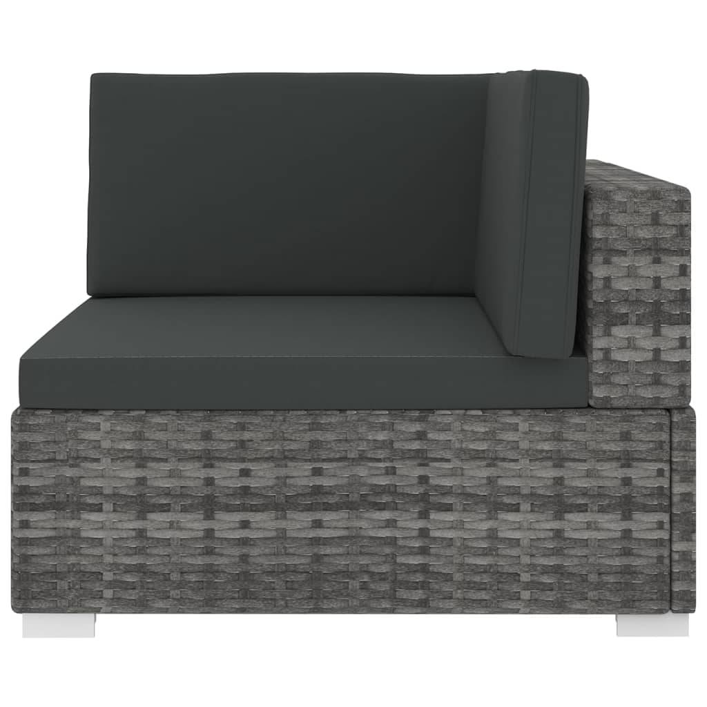 vidaXL Modular-Sofa-Eckteil 1 Stk. + Auflagen Poly Rattan Grau