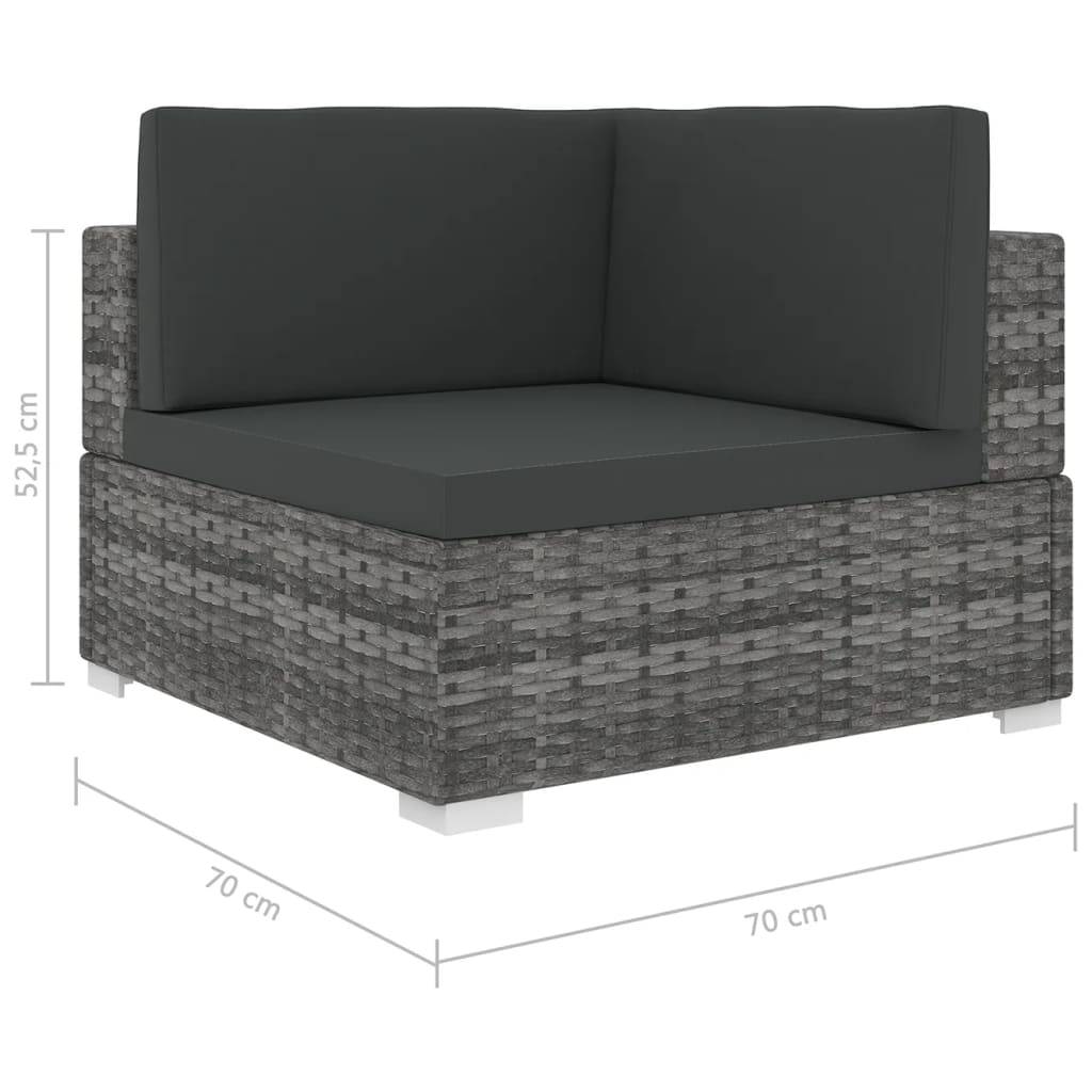 vidaXL Modular-Sofa-Eckteil 1 Stk. + Auflagen Poly Rattan Grau