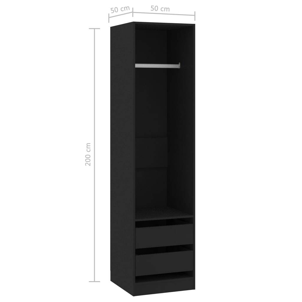 vidaXL Kleiderschrank mit Schubladen Schwarz 50x50x200cm Holzwerkstoff