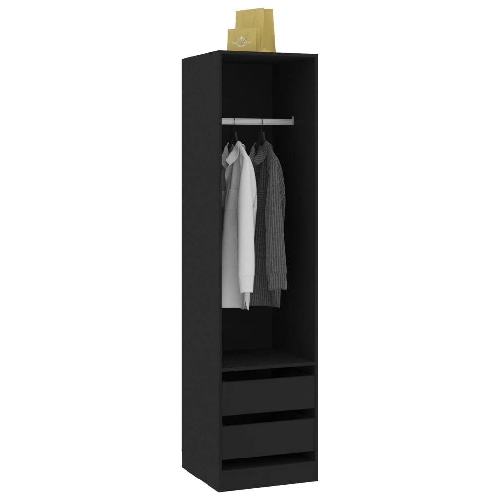 vidaXL Kleiderschrank mit Schubladen Schwarz 50x50x200cm Holzwerkstoff