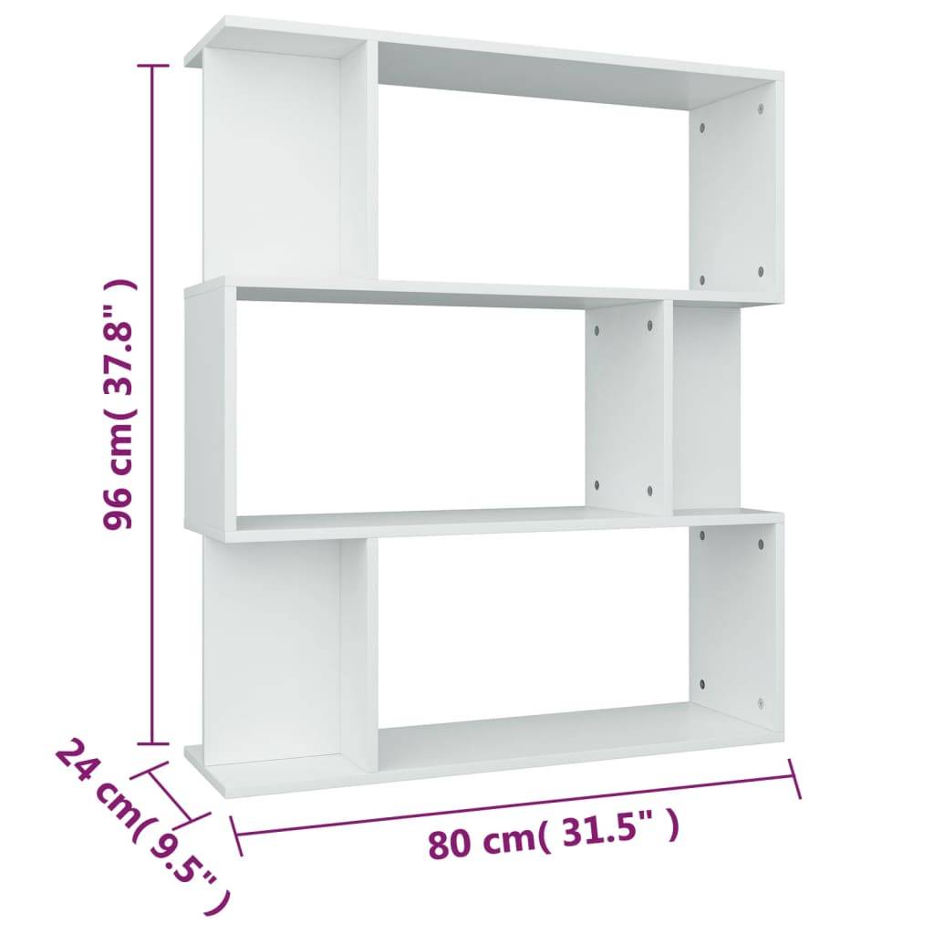 vidaXL Bücherregal/Raumteiler Weiß 80x24x96 cm Holzwerkstoff